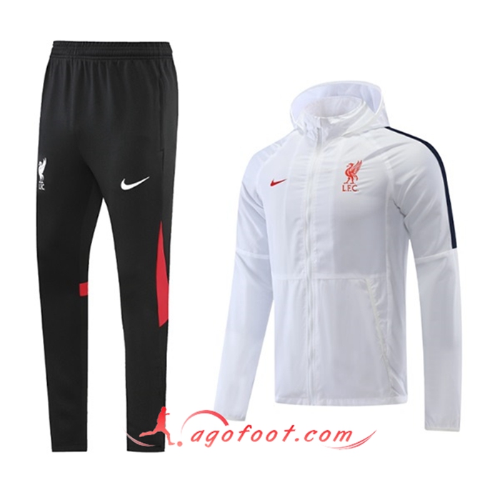 Ensemble Veste A Capuche Coupe-Vent FC Liverpool Blanc 2022/2023