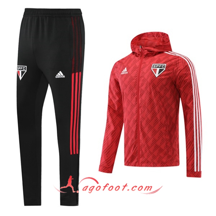 Ensemble Veste A Capuche Coupe-Vent Sao Paulo FC Rouge 2022/2023