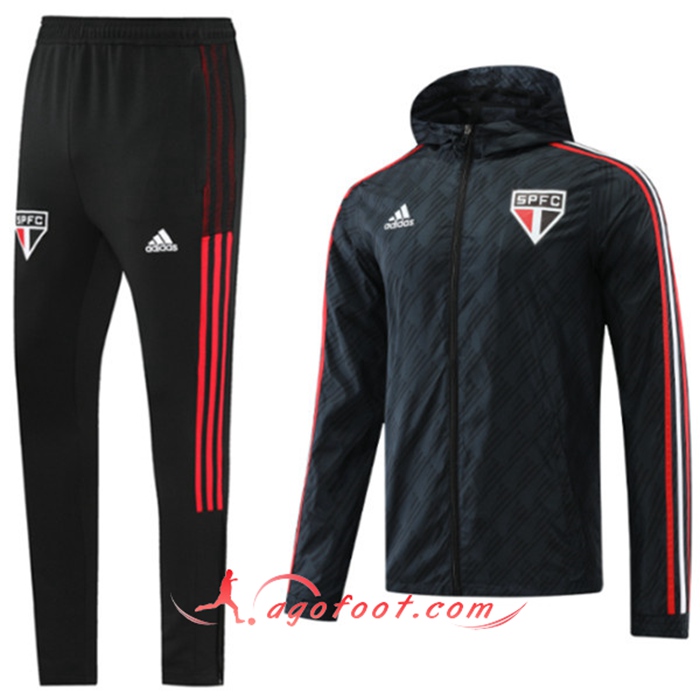 Ensemble Veste A Capuche Coupe-Vent Sao Paulo FC Noir 2022/2023