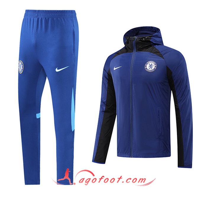Ensemble Veste A Capuche Coupe-Vent FC Chelsea Noir/Bleu 2022/2023