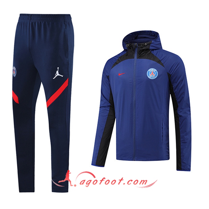 Ensemble Veste A Capuche Coupe-Vent PSG Noir/Bleu 2022/2023