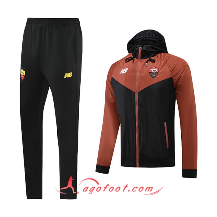 Ensemble Veste A Capuche Coupe-Vent AS Rome Noir/Brune 2022/2023