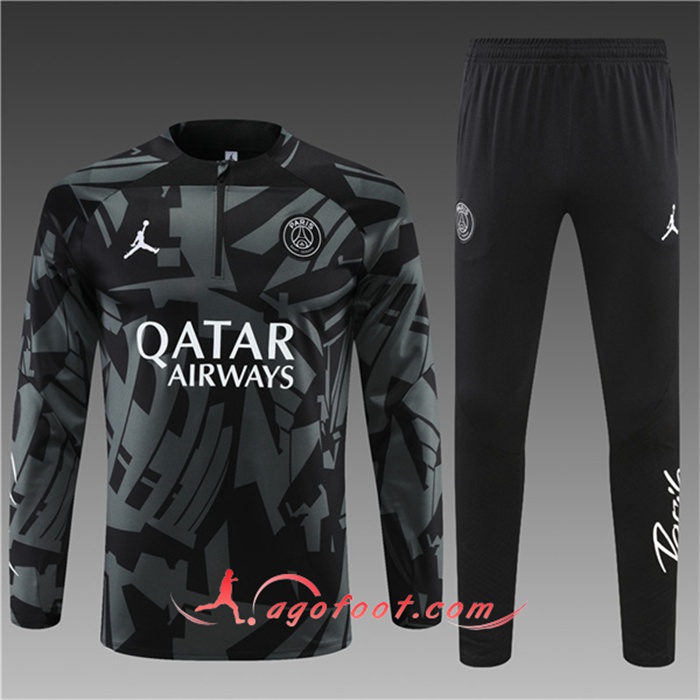 Ensemble Survetement de Foot Jordan PSG Enfant Noir/Gris 2022/2023