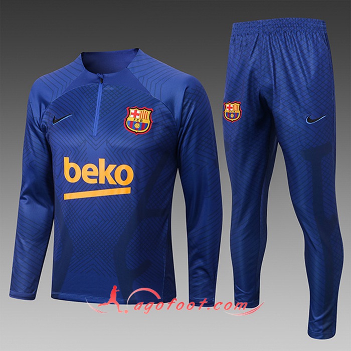 Ensemble Survetement de Foot FC Barcelone Enfant Bleu/Noir 2022/2023
