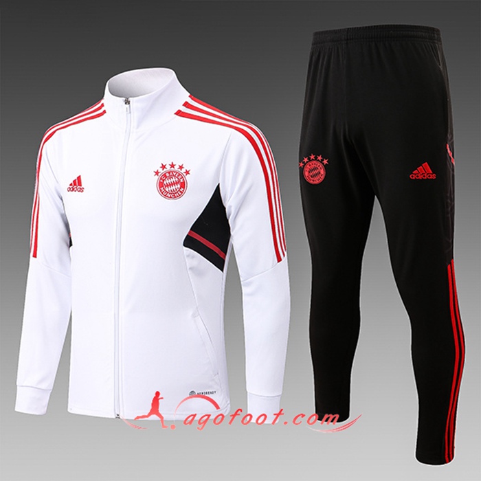Ensemble Survetement de Foot - Veste Bayern Munich Enfant Blanc 2022/2023 Ensemble Survetement de Foot - Veste Bayern Munich Enfant Blanc 2022/2023