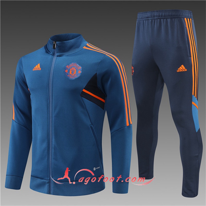 Ensemble Survetement de Foot - Veste Manchester United Enfant Bleu 2022/2023 Ensemble Survetement de Foot - Veste Manchester United Enfant Bleu 2022/2023