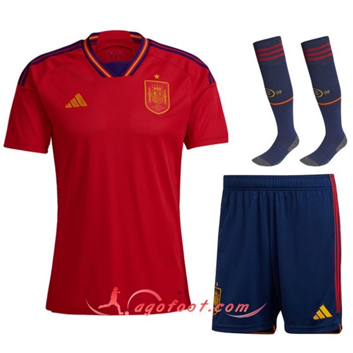 Ensemble Maillot Foot Espagne Domicile (Short + Chaussettes) 2022/2023