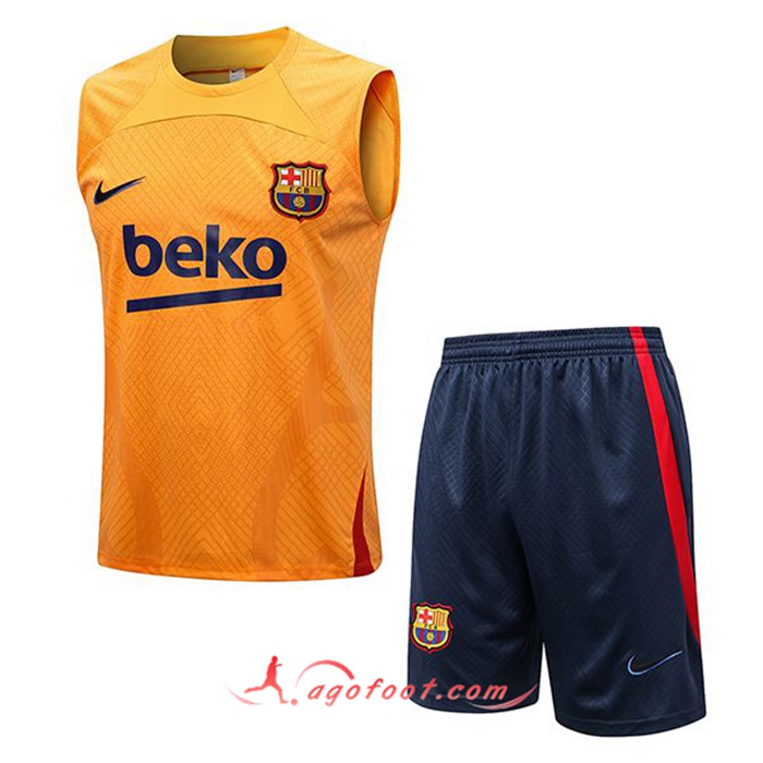 Ensemble Training Debardeur + Shorts FC Barcelone Orange 2022/2023