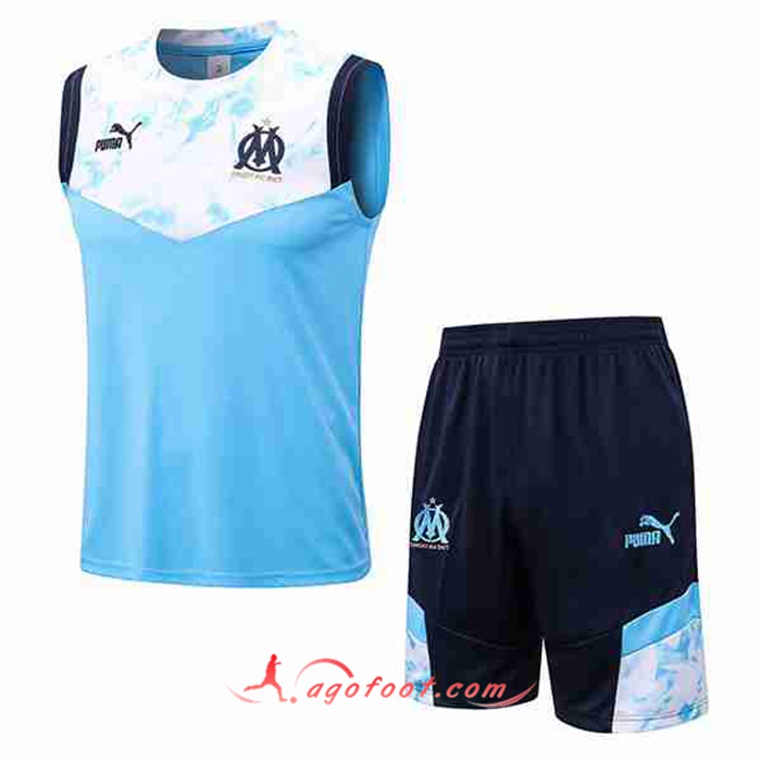Ensemble Training Debardeur + Shorts Marseille Bleu Clair 2022/2023