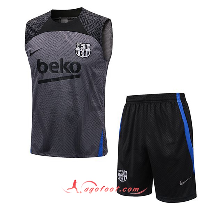 Ensemble Training Debardeur + Shorts FC Barcelone Noir/Gris 2022/2023
