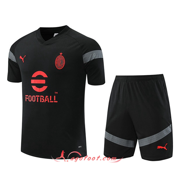 Ensemble Training T-Shirts + Shorts Milan AC Noir 2022/2023