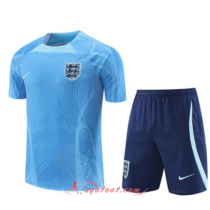 Ensemble Training T-Shirts + Shorts Angleterre Bleu Clair 2022/2023