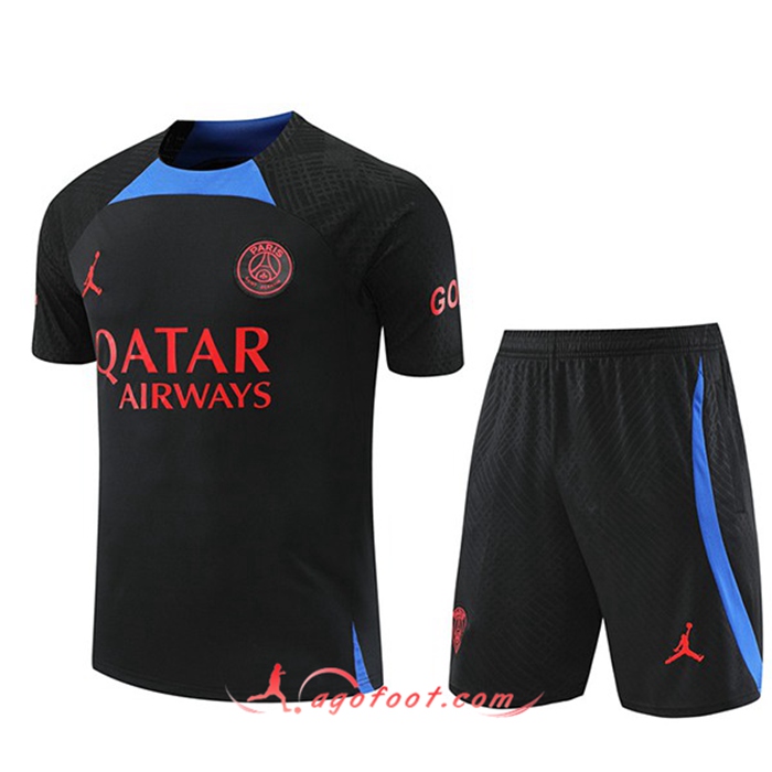 Ensemble Training T-Shirts + Shorts Jordan PSG Noir 2022/2023