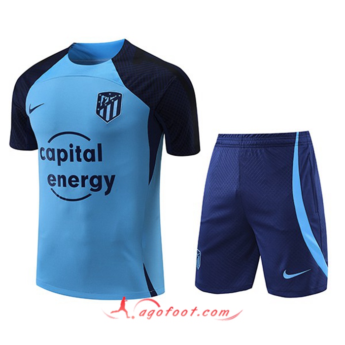 Ensemble Training T-Shirts + Shorts Atletico Madrid Bleu 2022/2023