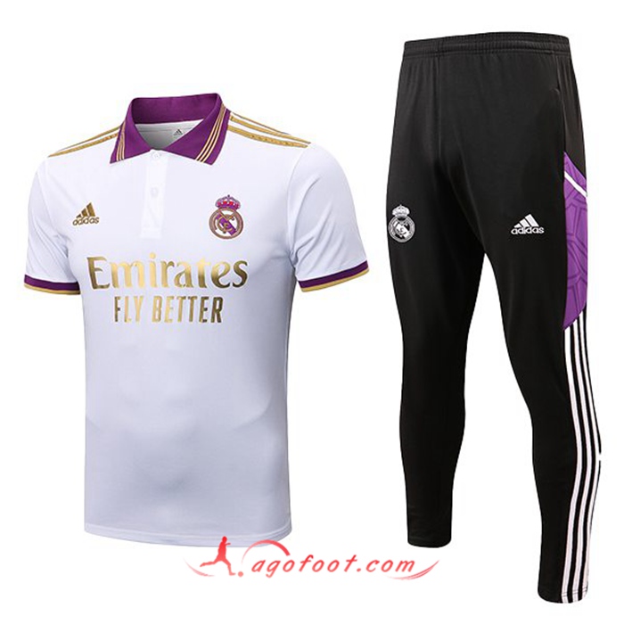 Ensemble Polo Foot Real Madrid + Pantalon Blanc 2022/2023