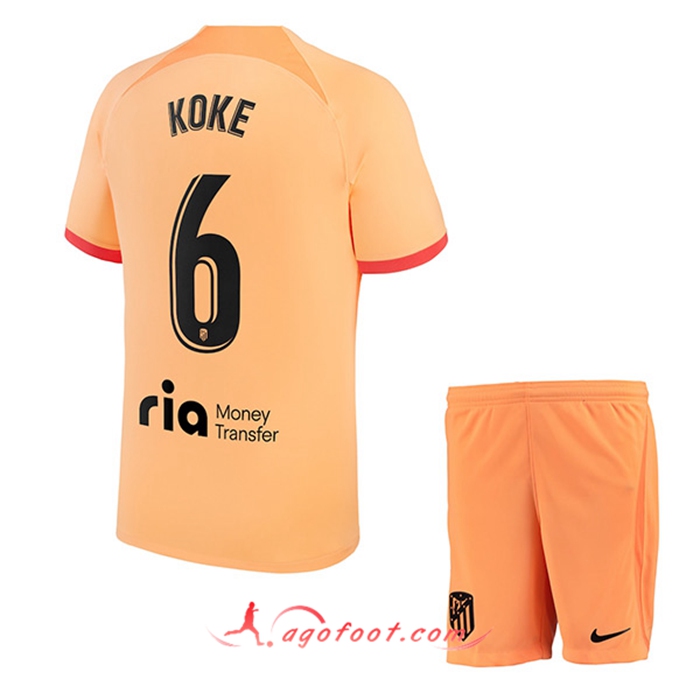 Maillot de Foot Atletico Madrid (KOKE #6) Enfants Third 2022/2023