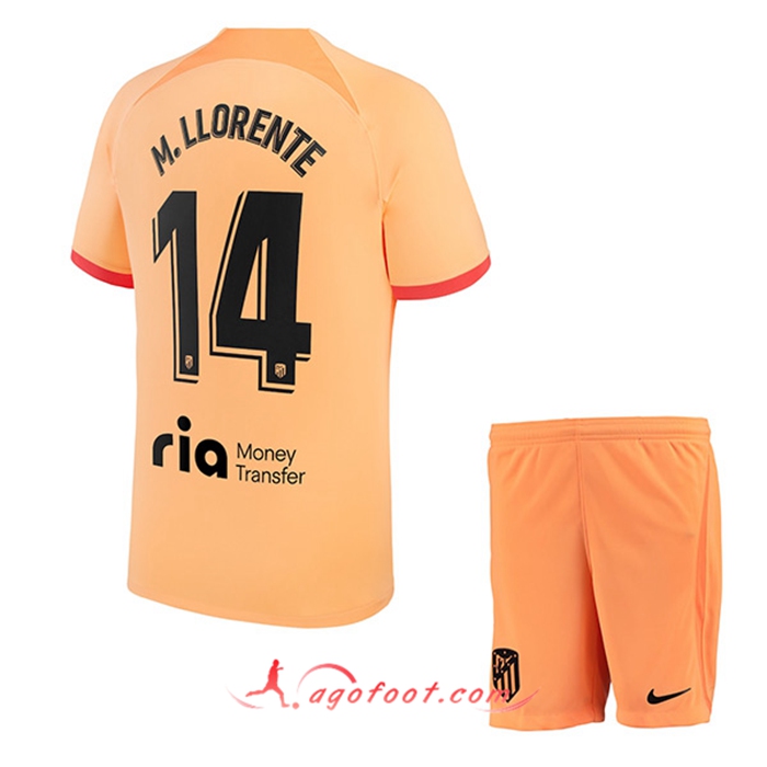 Maillot de Foot Atletico Madrid (M. LLORENTE #14) Enfants Third 2022/2023