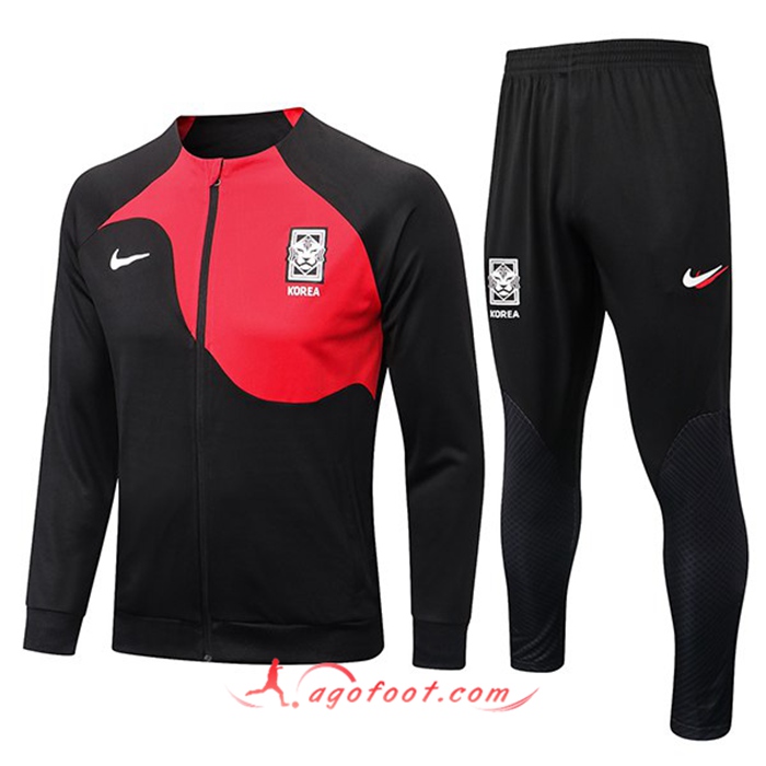 Ensemble Survetement de Foot - Veste Korea Republic Noir/Rouge 2022/2023