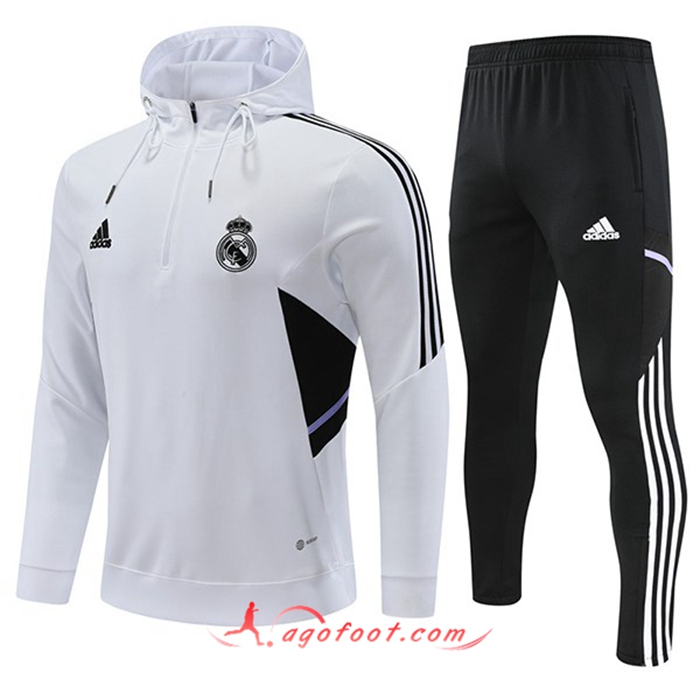 Ensemble Veste A Capuche Coupe-Vent Real Madrid Blanc 2022/2023