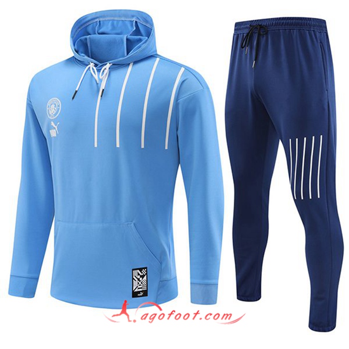 Ensemble Veste A Capuche Coupe-Vent Manchester City Bleu Clair 2022/2023
