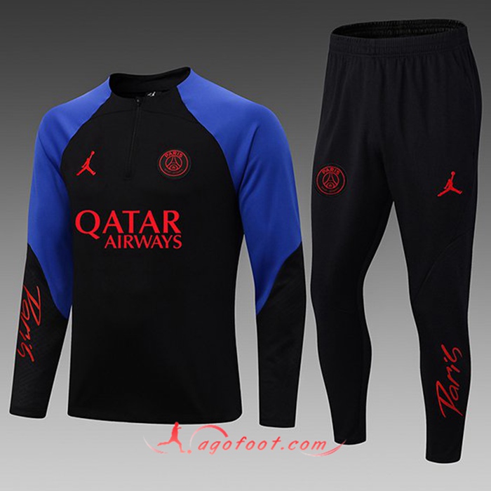 Ensemble Survetement de Foot Jordan PSG Enfant Noir/Bleu 2022/2023