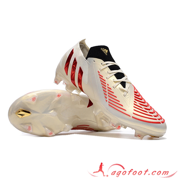 Adidas Chaussures de Foot PREDATOR EDGE.1 LOW FG Doré/Rouge