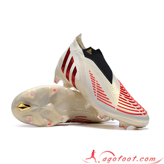 Adidas Chaussures de Foot Predator Edge Geometric+ FG Doré/Rouge