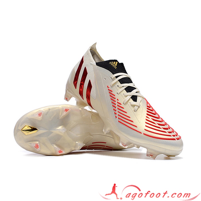 Adidas Chaussures de Foot Predator Edge Geometric.1 FG Doré/Rouge