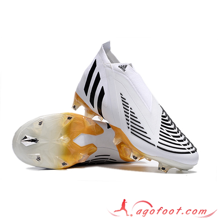 Adidas Chaussures de Foot Predator Edge Geometric+ FG Blanc/Noir