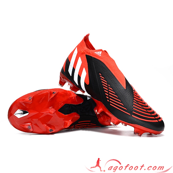 Adidas Chaussures de Foot Predator Edge Geometric+ FG Rouge/Noir