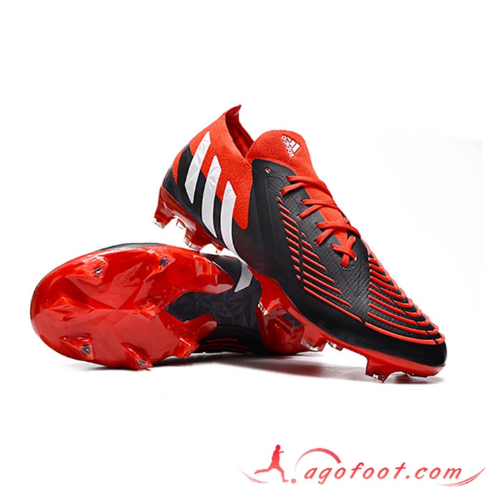 Adidas Chaussures de Foot Predator Edge Geometric.1 FG Rouge/Noir