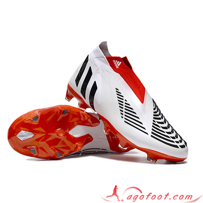 Adidas Chaussures de Foot Predator Edge+ FG Blanc/Noir