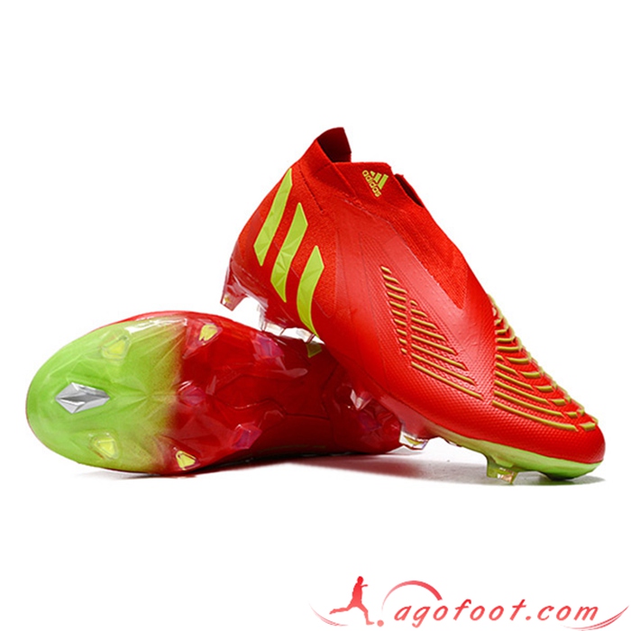 Adidas Chaussures de Foot Predator Edge+ FG Rouge/Jaune