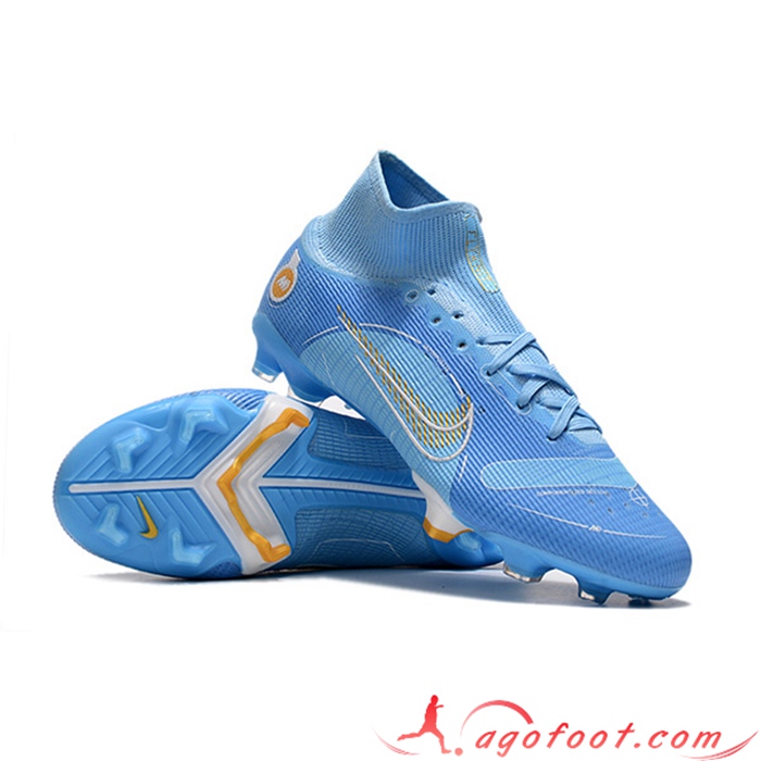 Nike Chaussures de Foot Mercurial 14 High Gang FG Bleu Clair