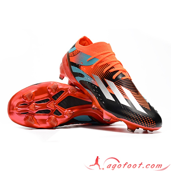 Adidas Chaussures de Foot X Speedportal .1 2022 World Cup Boots FG Noir/Orange