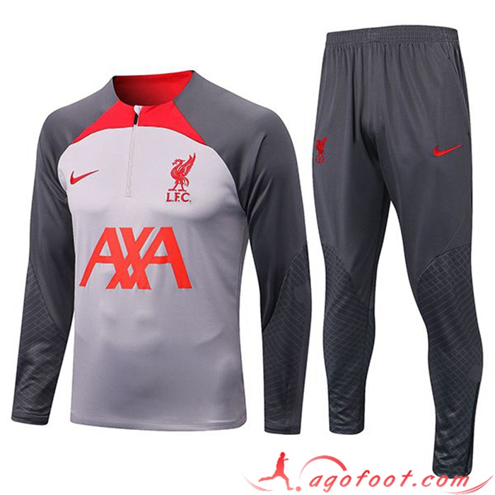 Ensemble Survetement de Foot FC Liverpool Gris Clair 2022/2023