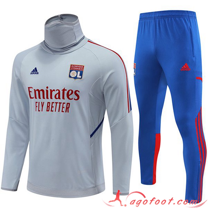 Ensemble Survetement de Foot lyon Col Haut Gris Clair 2022/2023