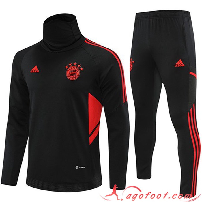 Ensemble Survetement de Foot Bayern Munich Col Haut Noir 2022/2023