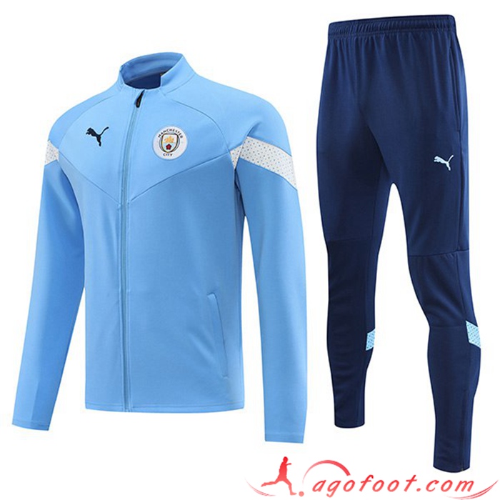 Ensemble Survetement de Foot - Veste Manchester City Bleu Clair 2022/2023