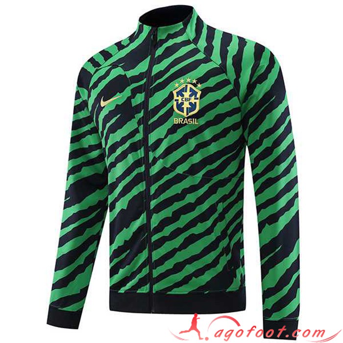 Veste Foot Bresil Vert/Noir 2022/2023
