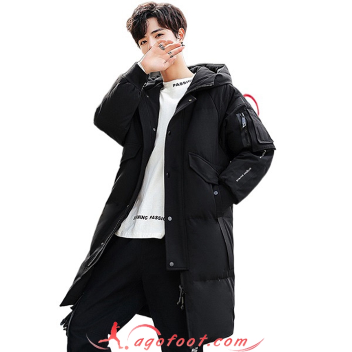 Nouveau Doudoune A Capuche Longue Mode Epaisse Noir 2022