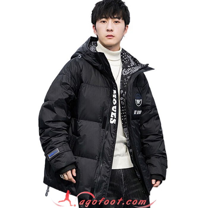 Nouveau Doudoune A Capuche Mode Epaisse Noir 2022