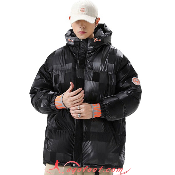 Nouveau Doudoune A Capuche Court Epaisse Noir 2022