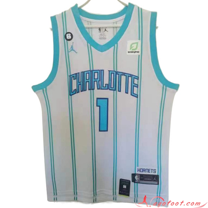 Maillot Charlotte Hornets (BALL #1) 2022/23 Blanc/Bleu