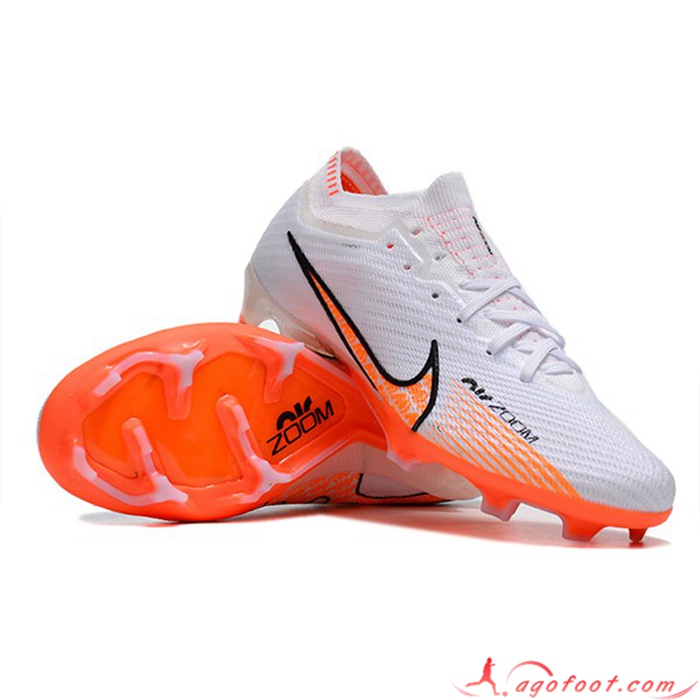 Nike Chaussures de Foot Air Zoom Mercurial Vapor XV Elite FG Blanc/Orange