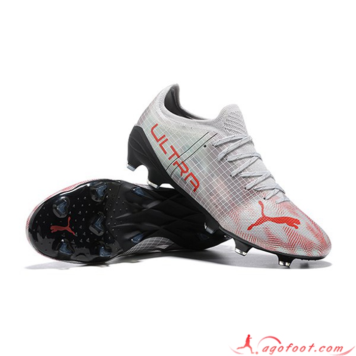 PUMA Chaussures de Foot Ultra 1.4 Instinct FG Gris/Rouge