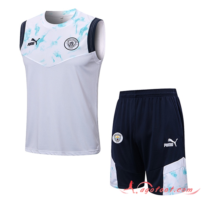 Ensemble Training T-Shirts + Shorts Manchester City Blanc 2022/2023