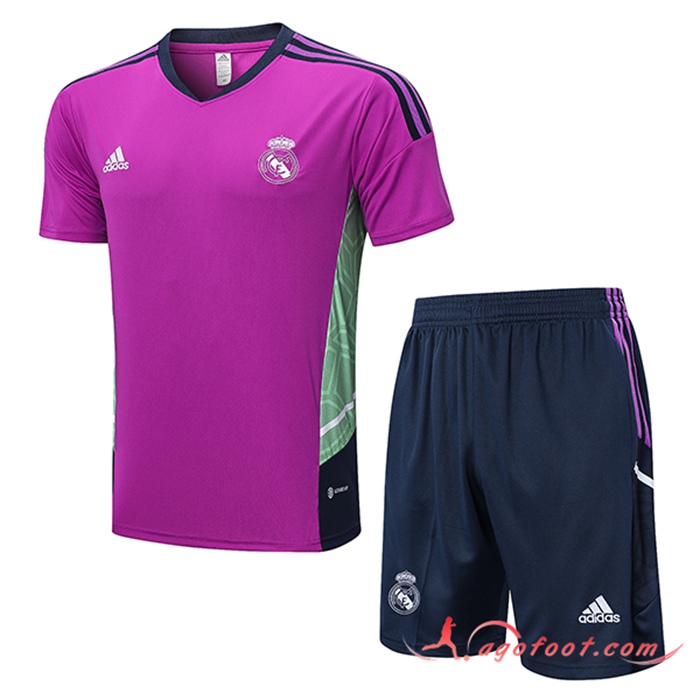 Ensemble Training T-Shirts + Shorts Real Madrid Pourpre 2022/2023