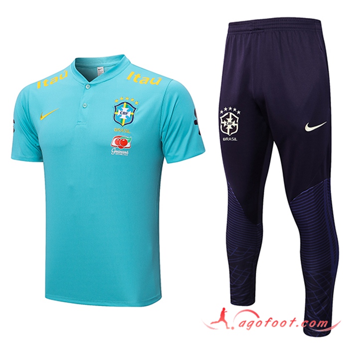 Ensemble Polo Foot Bresil Bleu Clair 2022/2023