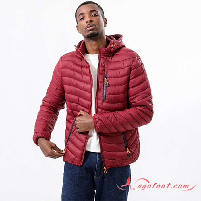 Doudoune A Capuche Mode Thermique Rouge Foncé 2022